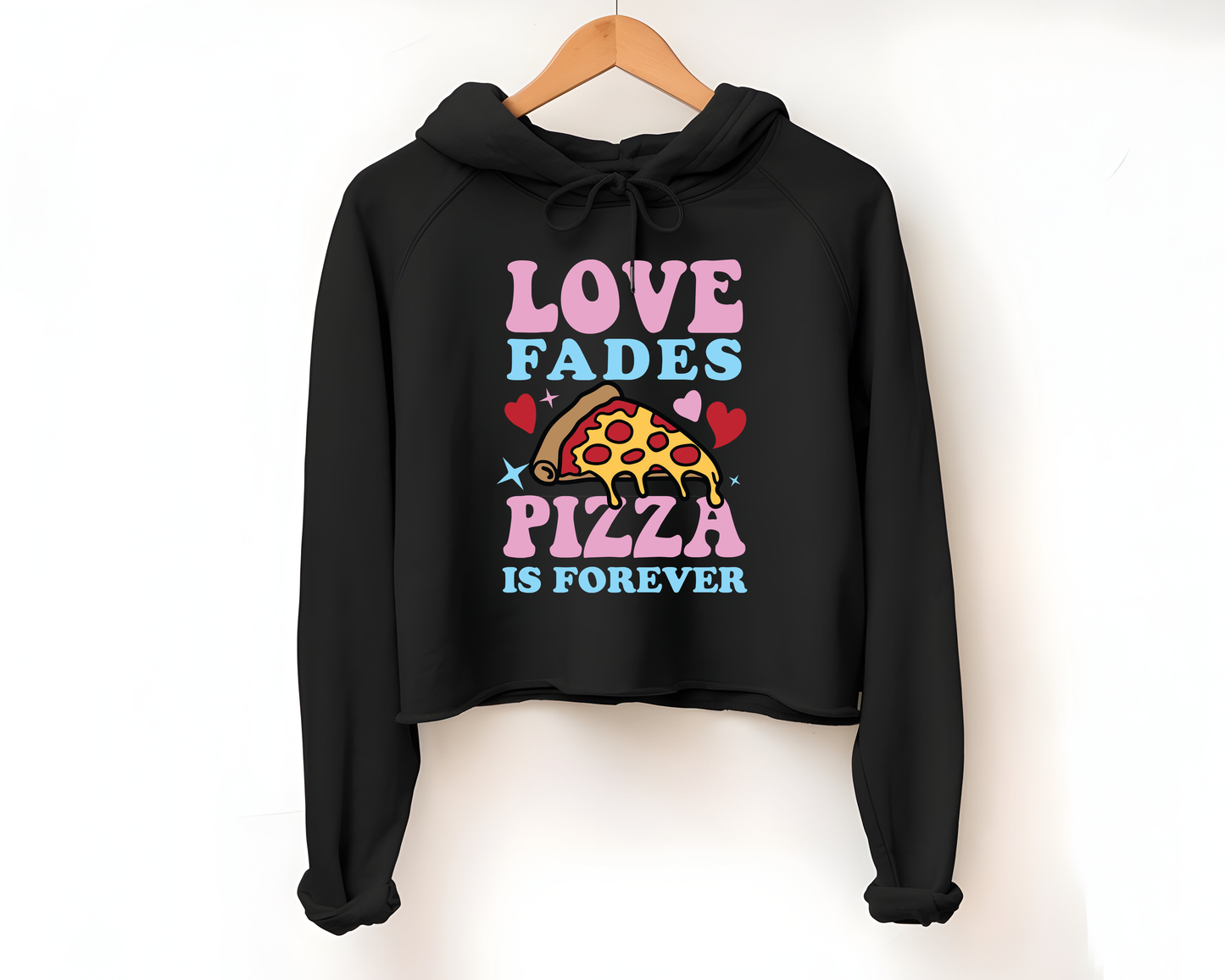 Love Fades Pizza Crop Hoodie